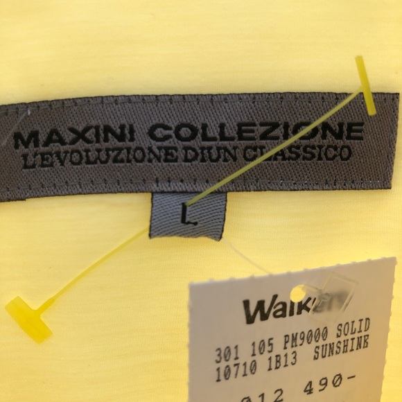 Maxini Collezione Button Down Shirt Size L Short Sleeves Yellow - Picture 5 of 7